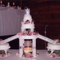 Pink Roses Wedding Cake 
