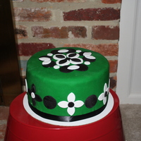 Funky Patterned Green Cake Green, black and white funky patterned cake.