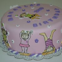 Little Gym Vanilla and chocolate cake with chocolate filling, covered with marshmallow fondant. All the figurines are made of fondant also, painted...