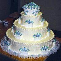 Buttercream With Royal Icing Baskets The cake is frosted in buttercream with buttercream borders and side trim. The little baskets are all royal icing as is the topper with...