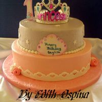 Princess/tiara Cake This is my latest cake for this past weekend. It was for a 1 yr. old birthday. It was buttercream with fondant accents. The tiara was...