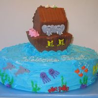 Noah's Ark Ark is made with a 6" round cut in half and a 6" square also cut in half and shaped.