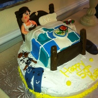 Bed Cake This is a cake that i made for my aunt. Her favourite thing to do is to lay in bed and read. All decorations including head/foot board are...