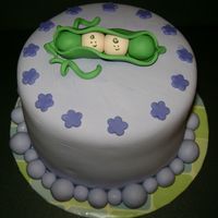 Two Peas In A Pod Baby Shower I'm practicing cake decorating and this was a 6" double layer with Satin Ice fondant. I already had some cookies to match this...