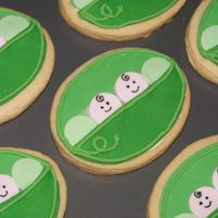 Two Peas In A Pod NFSC, Satin Ice fondant, RI details with food color markers for details.