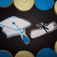 Graduation Cap And Scroll, And Plain Round To Match School Colors NFSC, Satin Ice fondant, RI details.