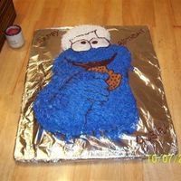 My First Creation. Cookie Monster cake w butter cream icing.