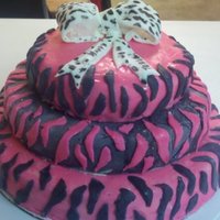Tessa's 21St Yellow Cake, Pink/Black Fondant, White Fondant Bow, Fondant embelishments