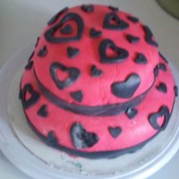 Hearts Chocolate Cake, Pink Fondant, Black fondant hearts