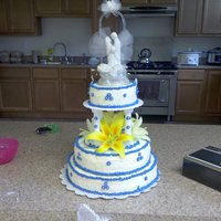 20Th Anniversary 3 tiered white velvet cake with raspberry filling and buttercreamCopy of original wedding cake, Original wedding cake topper