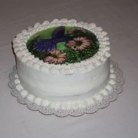 Birthday Cake For Lady At Work Lemon cake, raspberry filling, lemon-flavored buttercream, edible transfer