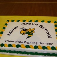 End Of School Cake This is bc and hand drawn. This little country school has an end of school event they celebrate. Also this is a Full sheet size cke.