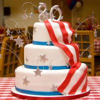 Kay's 80Th Birthday Cake Birthday girl (husband's grandmother) wanted patriotic theme. Stars and 80 are gumpaste, painted with nu silver dust and sprinkled...
