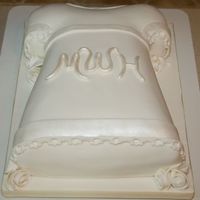 Madeleine's Christening Cake Ribbon on dress is fondant brushed with super pearl, monogram is painted with super pearl. Fondant roses. TFL!