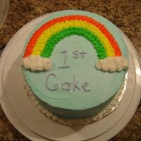 1St Cake Wilton 1 Course Here is my first cake from class. O.K., but can't wait to learn more.