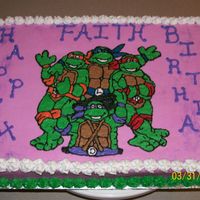 Ninja Turtle Birthday Cake Made this for a little girl who wanted TMNT on her cake. Done in buttercream.