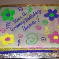 Groovy Girl Birthday Cake The little girl wanted something "hippyish" for her 11th birthday. All done in buttercream.