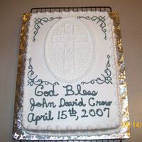 Baby Boy Christening Cake One of those last minute people called on Saturday and needed this for Sunday. Gotta love em!
