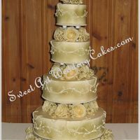 Airbrushed Airbrushed then hand piped with fondant pearls.