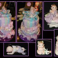 Angel Baby Shower Angel babies and their items are gumpaste. cake is iced in BC with fondant accents. Only 3 of the 4 babies fit on the cake so I put the 4th...