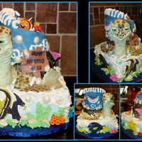 Finding Nemo This cake was done for my nephews 2nd bday. Top cake and shell are covered in fondant the shell was painted with paste color. Turtle head...