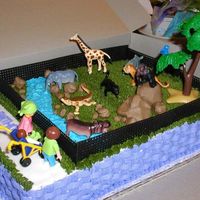 Zoo Cake 1/4 sheet 2 layer chocolate cake with buttercream icing.