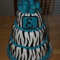 Birthday Cake With Zebra Stripes BC icing with MMF decorations