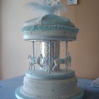 Christening Carousel Cake This was made for my little boys Christening everything is edible even the horses