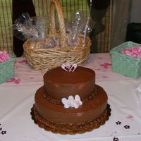 Baby Shower Cake 1 BOTTOM LAYER: Chocolate Cake with Chocolate filling and Crusting Chocolate Buttercream. TOP LAYER: Same as bottom execpt for it being a...