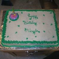 Tinker Bell Chocolate cake, bc frosting. Green fairy dust.