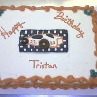 Race Car Chocolate cake with bc frosting. Fbct with cookie wheels.