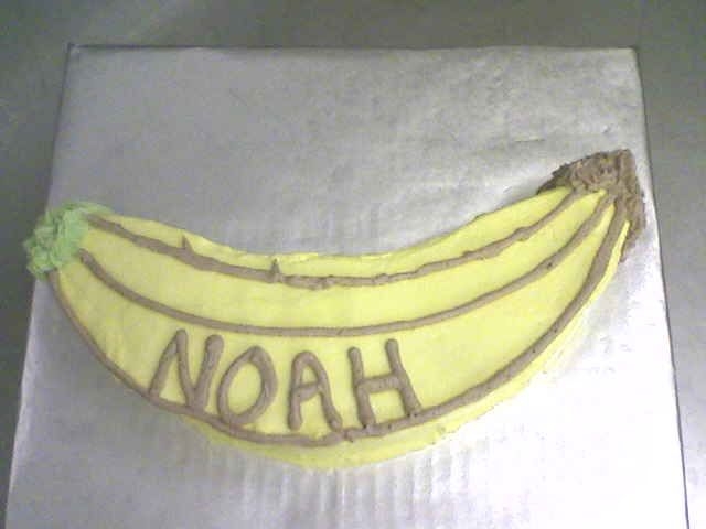 Banana Smash Cake Yellow cake with BC frosting. First birthday smash cake.