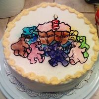 Practice Cake This was the WBH choc. chip pound cake with whipped cream filling and almond BC. I was just doing a practice cake with my airbrush and new...