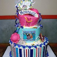 Menopause Cake Buttercream and Fondant. Hats made from fondant and other pieces made of pastillage