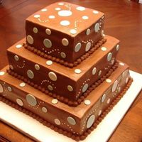 Baby Shower Cake Chocolate cake with chocolate icing. Fondant dots in blue, white and green. This actually turned out to be our first disaster cake. The...