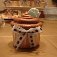 Baby Shower Cupcakes Yellow cake with chocolate icing.