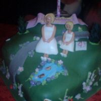 Landscaped Birthday Cake Made this using sponge cake, covered in green sugarpaste and decorated to resemble my mum and my daughter in the park they like to visit!