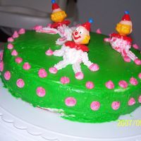 Wilton 1 Lesson 3,clown Cake Pinnapple flavored cake.My first work Im actually proud of!Butter cream icing.