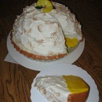 Lemon Merangue Pie (Cake) this was for a church fundraising pie-auction. my friend wanted to help advertise my cake business. The cake was made from 10 round and to...
