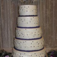 5-Tier Stacked Round Cakes 8" white, 10" choc w/mocha buttercream, 12" white w/strawberry mousse, 14" cherry chip w/choc ganache, 16" choc w/...