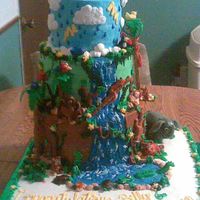 Rain Forest Baby Shower Inspired by several others from CC, Thanks all! 6, 8, 10 " 2-layer tiers on top of 16" 1 layer square cakes. Frosted and...