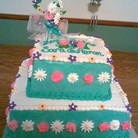 Peonies / Square Wedding Shower Each square cake is 2 layers. All frosted in buttercream. The peonies are made with MMF the other flowers are Royal icing. I promise the...