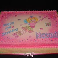 Lillifee Birthday Cake Buttercream icing with Toba Garrett's Glaze image and fondant flower accents. Lillifee is a popular fairy character in Germany.