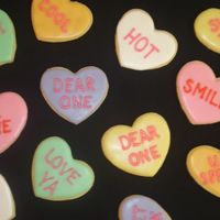 Conversation Heart Cookies NFSC heart cookies iced with Toba Garrett's Glaze.