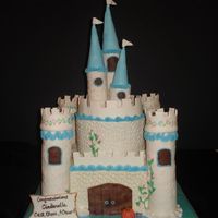 Cinderella Castle Cake I made this cake for the Cast party for a school play my daughter was in. Stacked round and square cakes iced with buttercream and "...