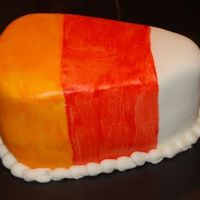 Candy Corn WASC cake w/rasberry filling, buttercream and Jennifer Dontz white chocolate fondant