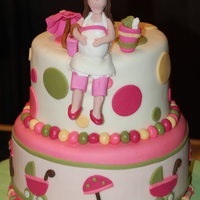 Baby Shower Cake 6" & 8" WASC cake with pineapple filling & buttercream. All decorations are MMF, pregnant mom and accessories are...