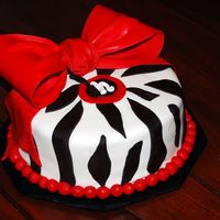 Zebra Birthday Cake This was for my sis-in-law's 21st birthday. Chocolate chip cake with vanilla butter cream. All decorations fondant.