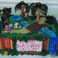 Dora's Tropical Adventure My daughter's Dora the Explorer Luau Cake - I had to get my mom to cut it for me...I couldn't do it!!