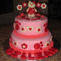 Hello Kitty Hello Kitty cake I made for my niece's 4th birthday. Her favorite colors are pink and red-- can you tell? The cake is covered in mmf...